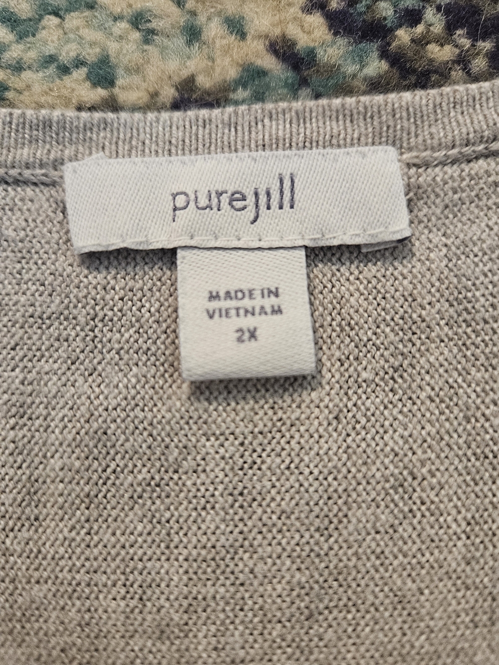 J. Jill Pure Jill V-Neck 3/4 Sleeve Lightweight Sweater In Pumice Heather Sz 2X - Picture 2 of 10